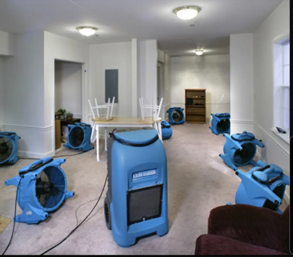 Air movers and dehumidifier setup for Water Extraction & Removal in Montgomery